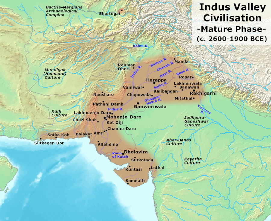 Major sites of Indus valley civilisation in Hindi हड़प्पा, मोहनजोदड़ों, लोथल 